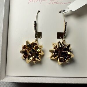 Betsey Johnson Gold Bow Dangle Earrings